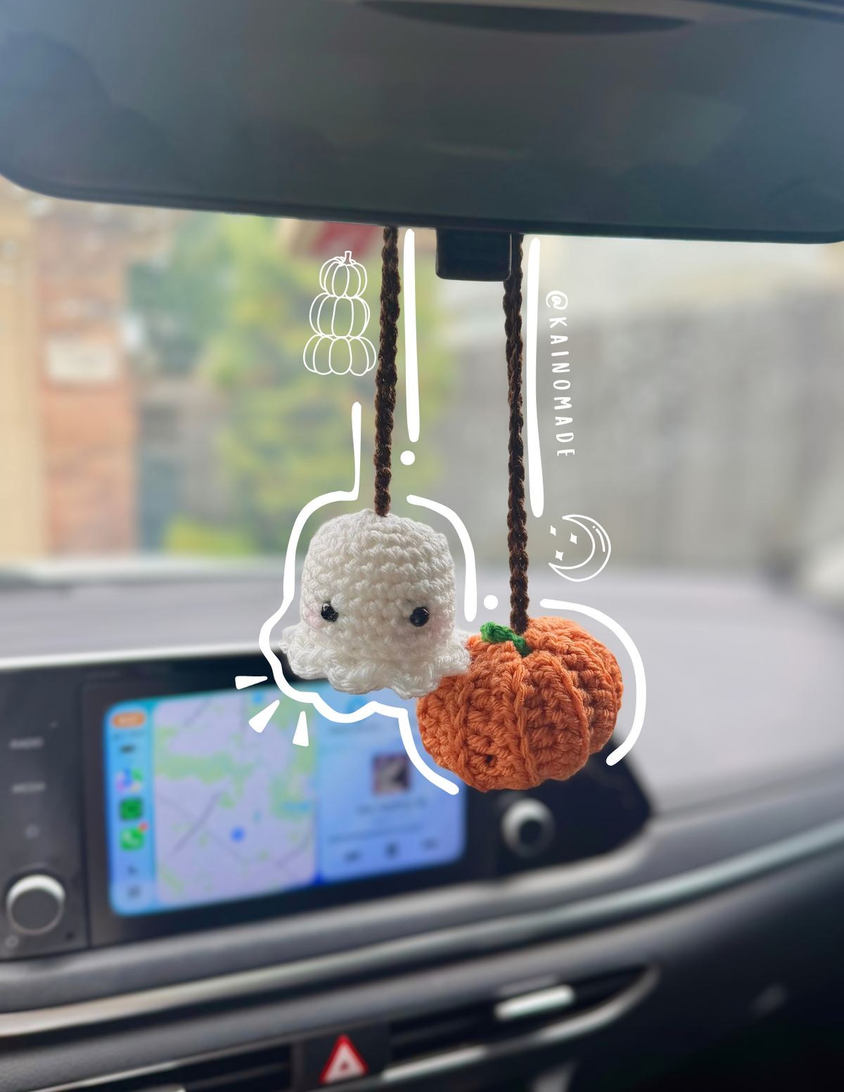 Apricot ghost-kin car hanging