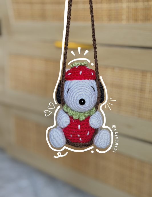 Red Strawberry Snoopy car hanging