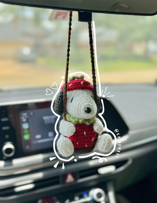 Red Strawberry Snoopy car hanging