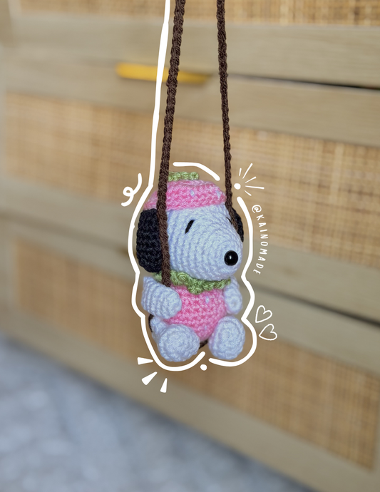 Pink Strawberry Snoopy car hanging