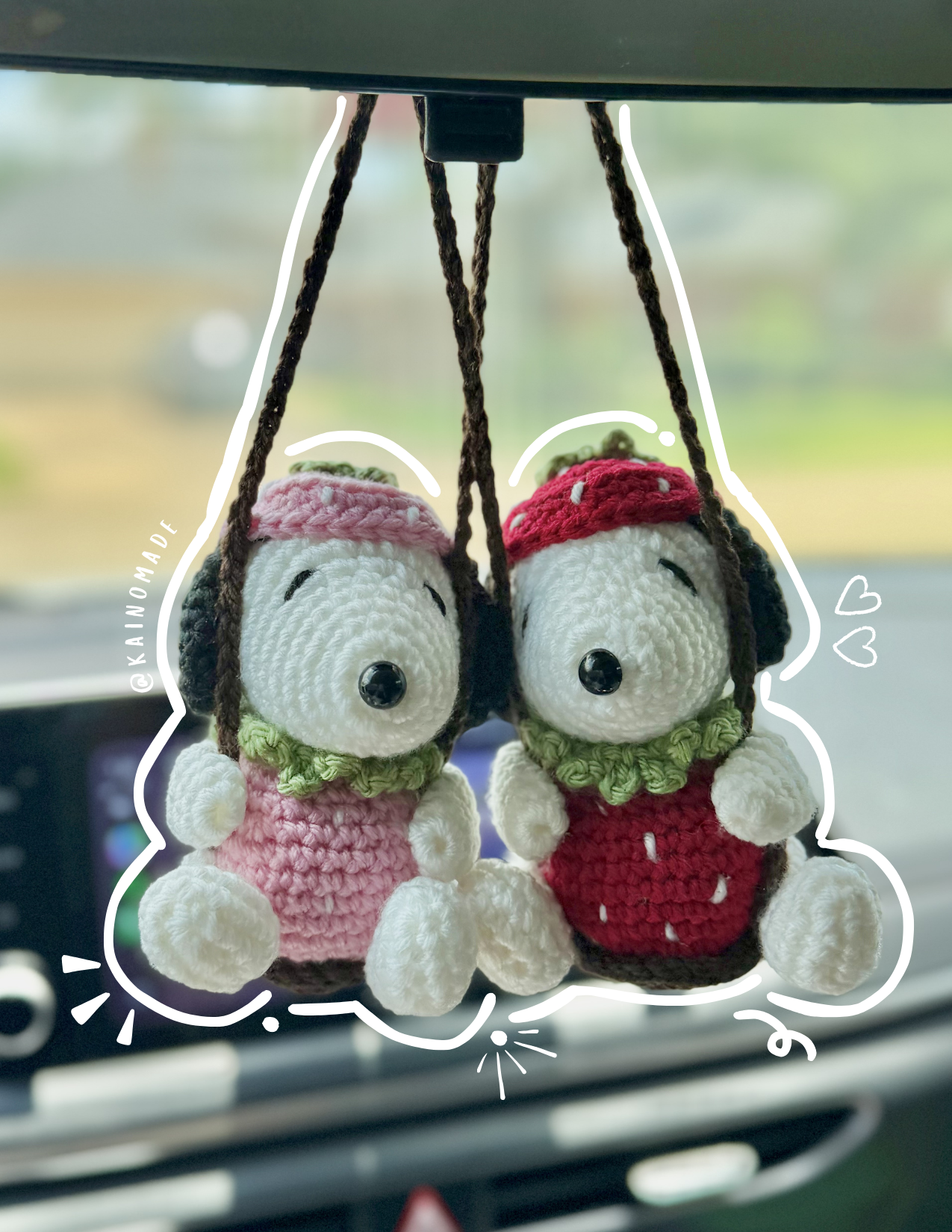 Red Strawberry Snoopy car hanging