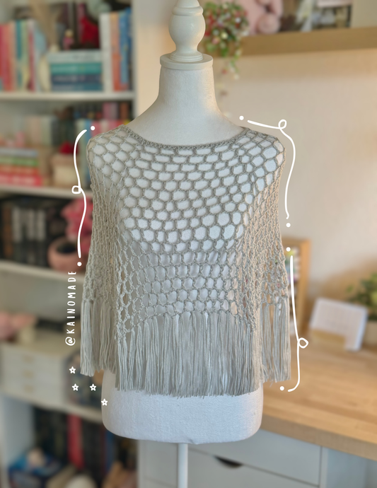Grey Cropped Poncho