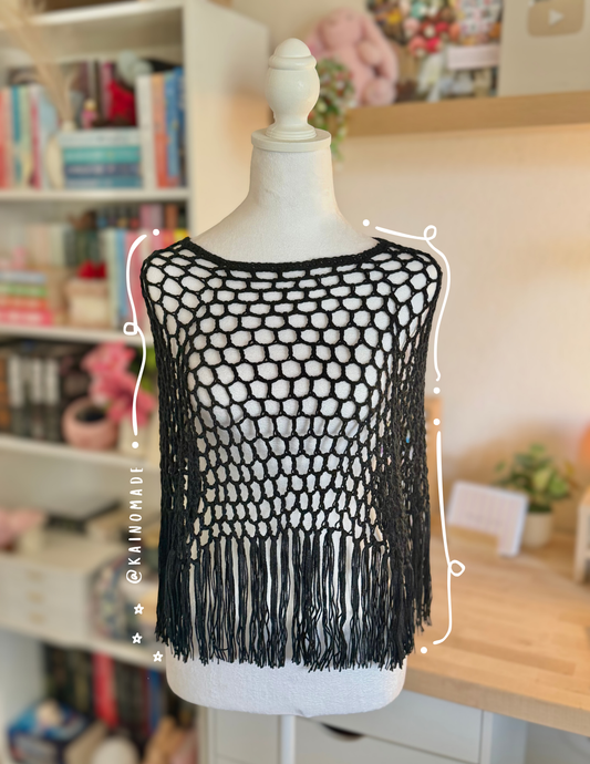 Black Cropped Poncho