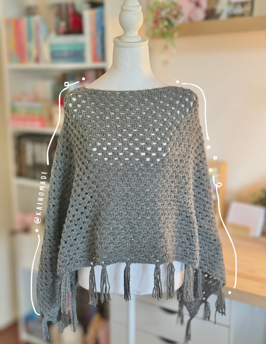Grey Granny Square Poncho